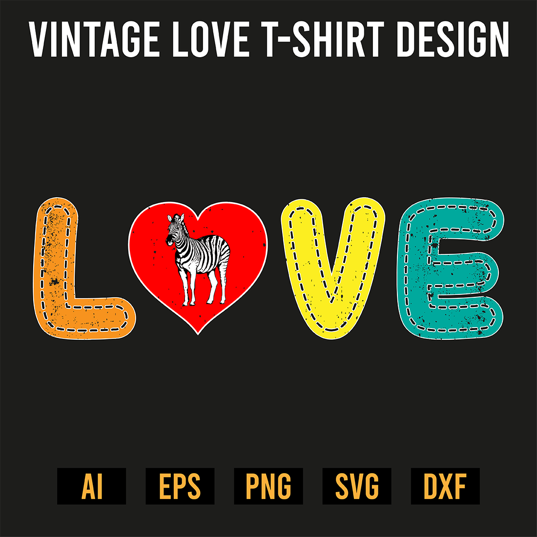 Vintage Love T-Shirt Design preview image.