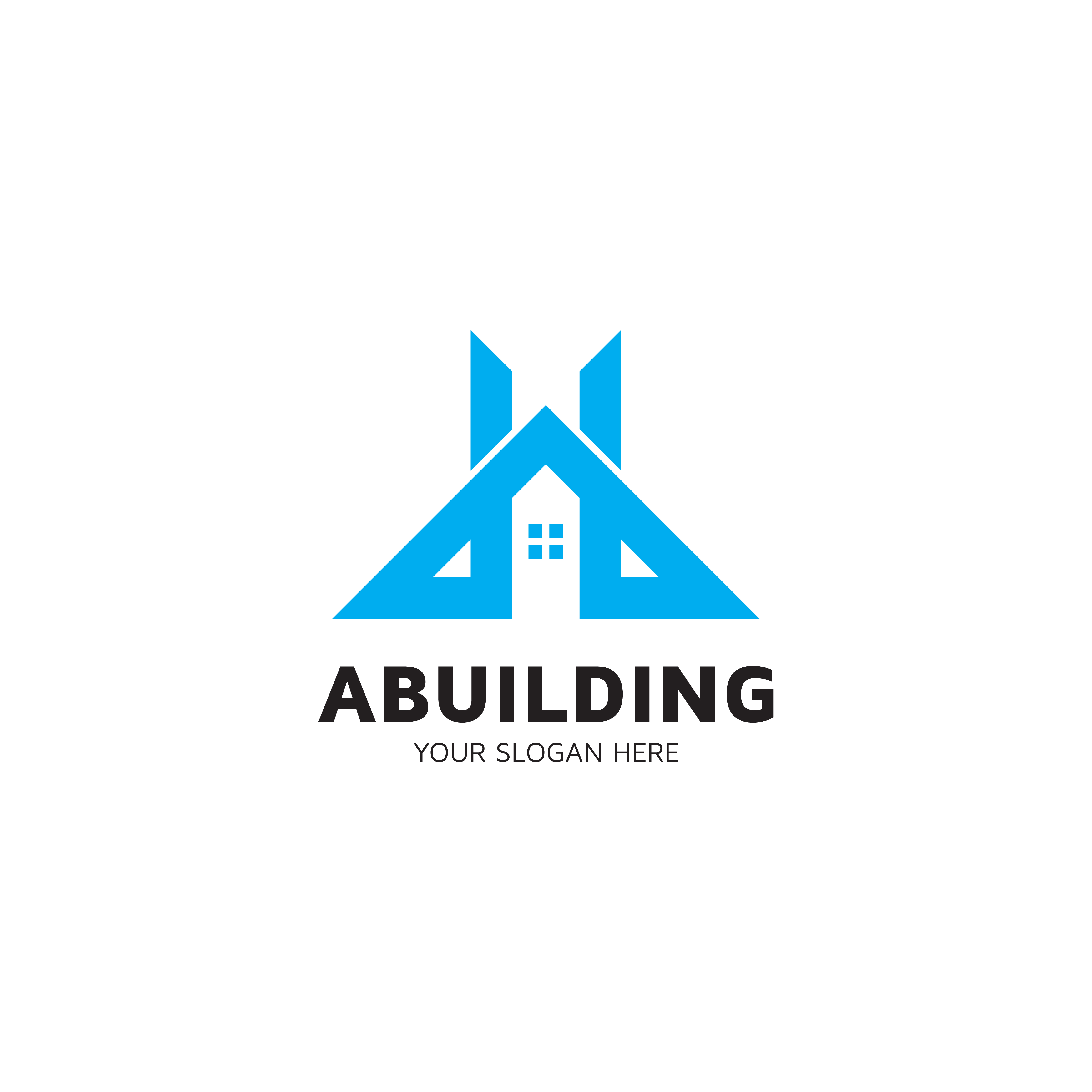 Real Estate Home Building Logo Design Template preview image.