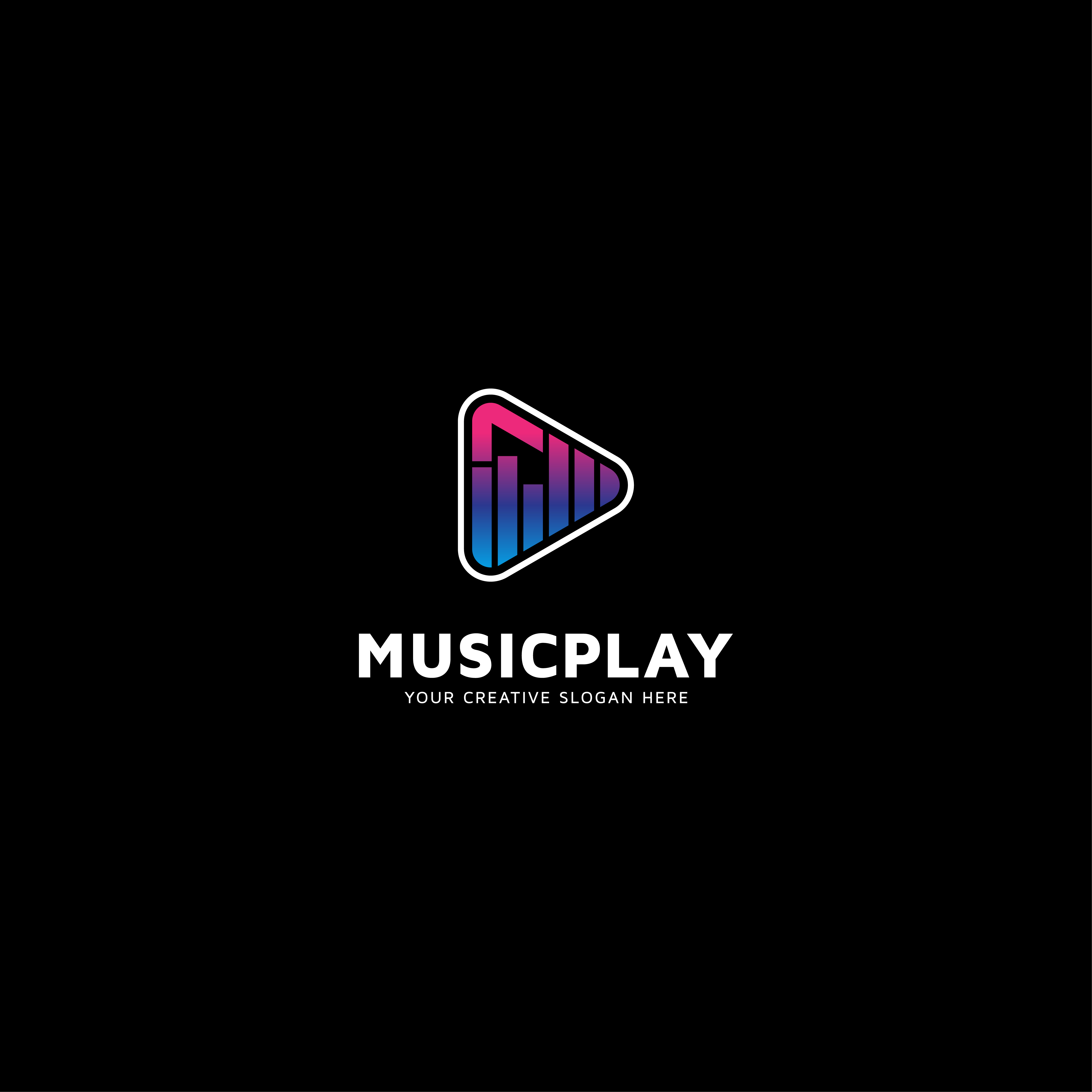 Music Play Button Logo Design preview image.