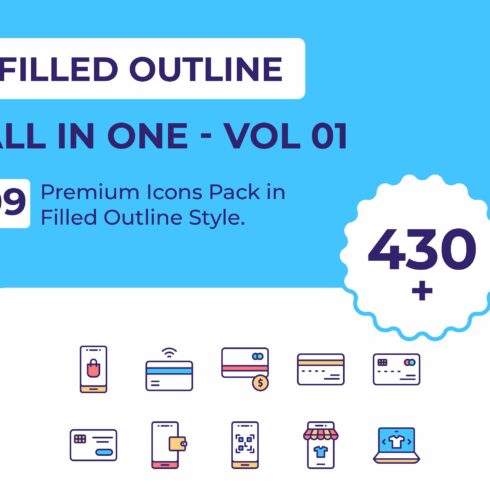 Filled Outline Icons Bundle cover image.
