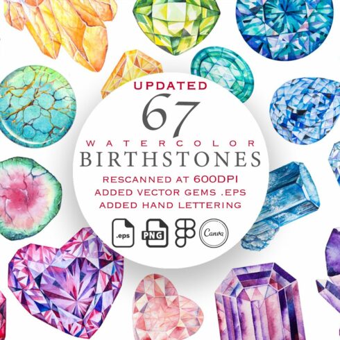 Watercolor Birthstones Crystal Set cover image.
