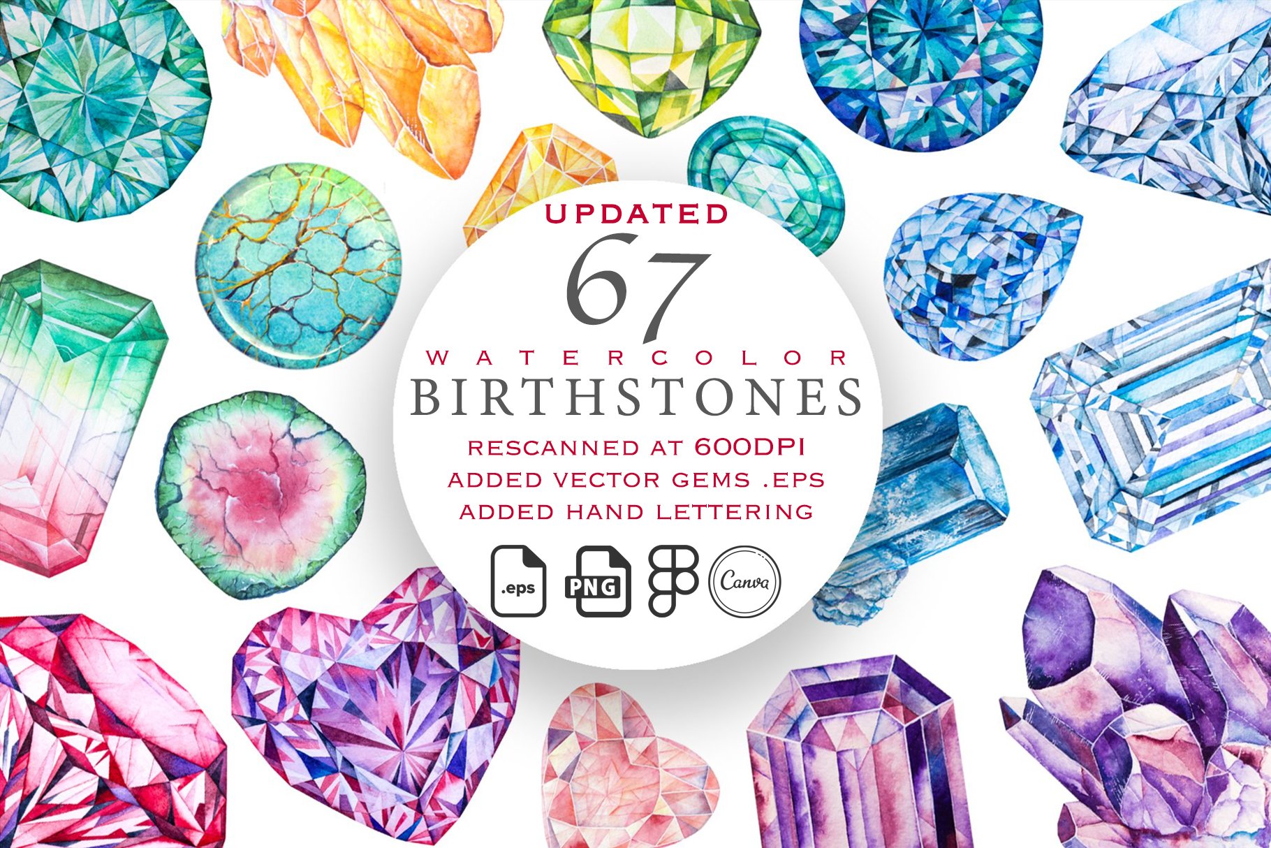 Watercolor Birthstones Crystal Set cover image.