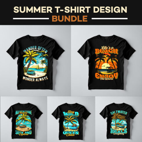 Vector summer camping vintage t shirt design cover image.