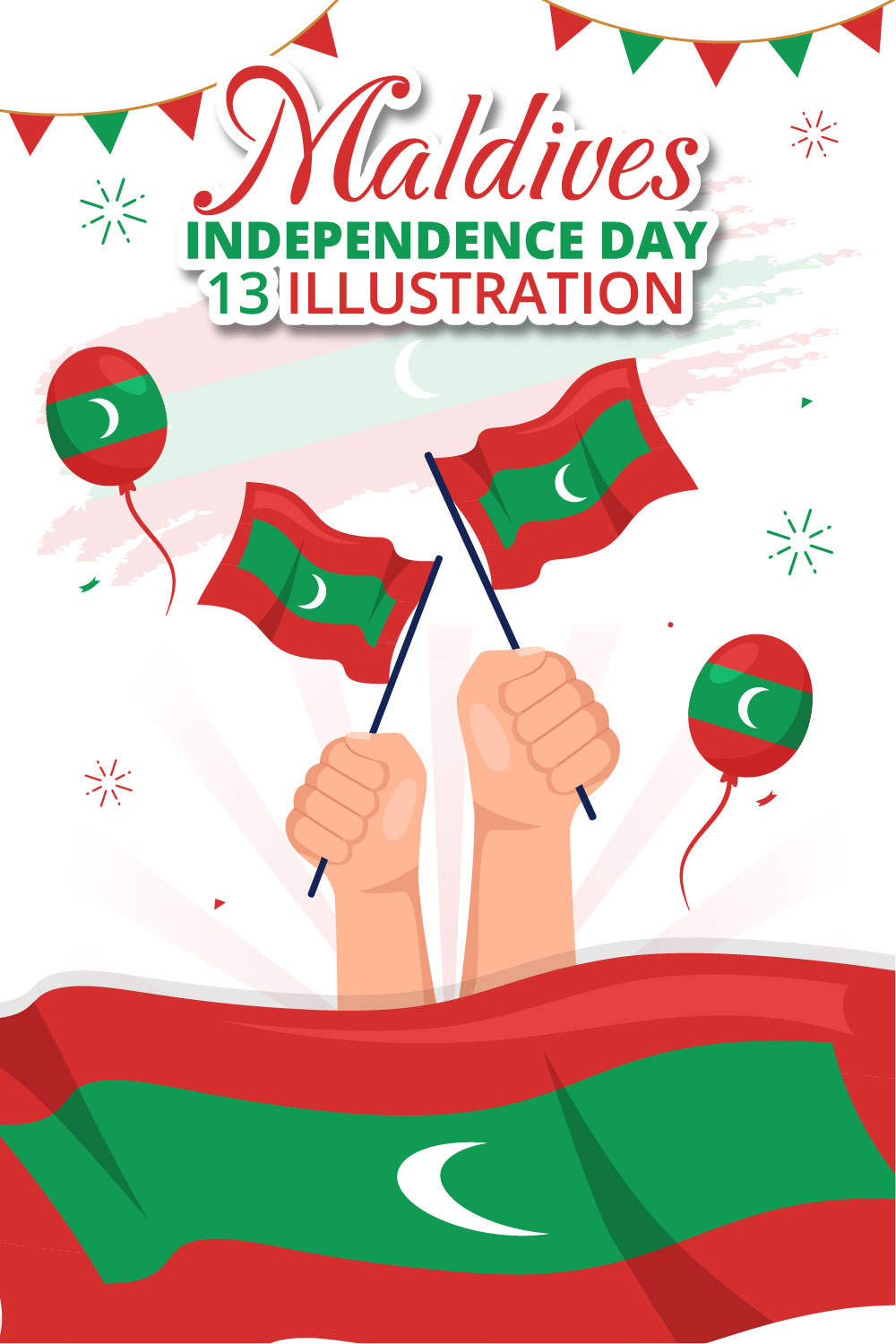 13 Happy Maldives Independence Day Illustration pinterest preview image.