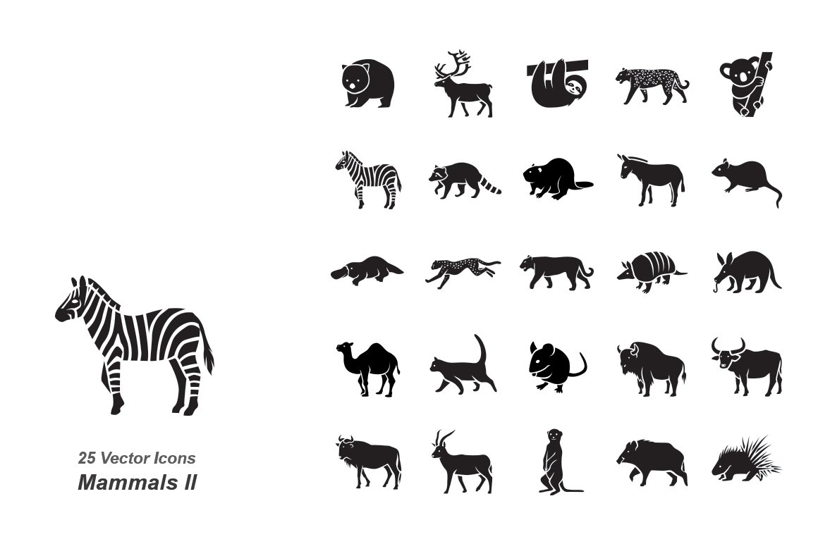 Mammals II vector icons cover image.