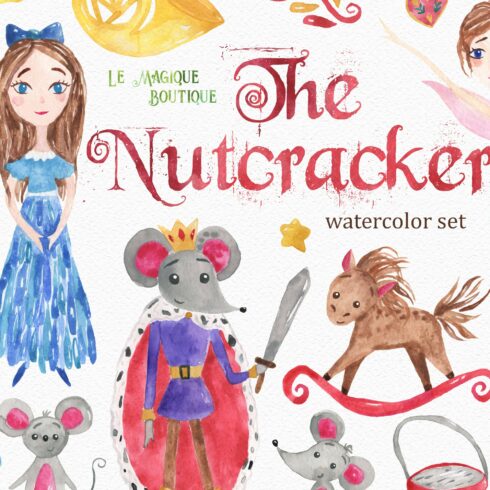 Nutcracker Watercolor Clipart cover image.