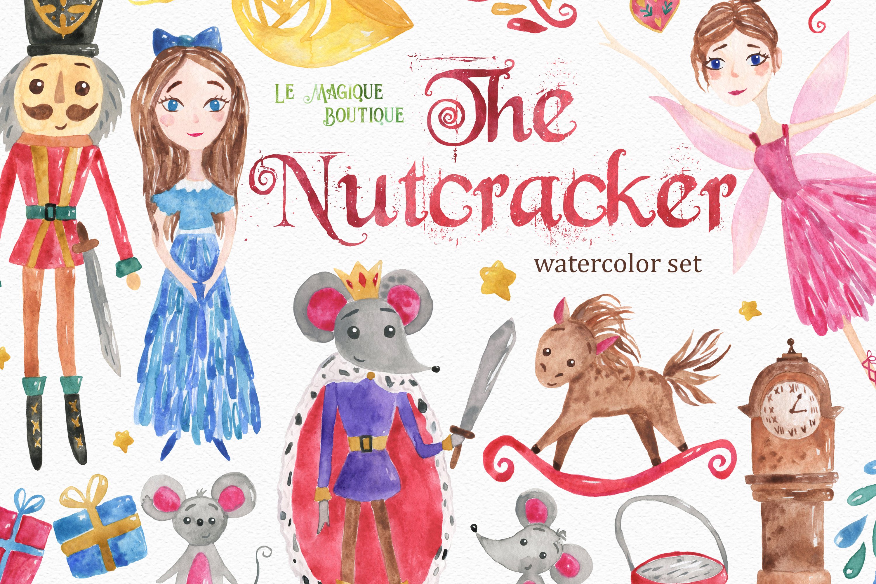 Nutcracker Watercolor Clipart cover image.