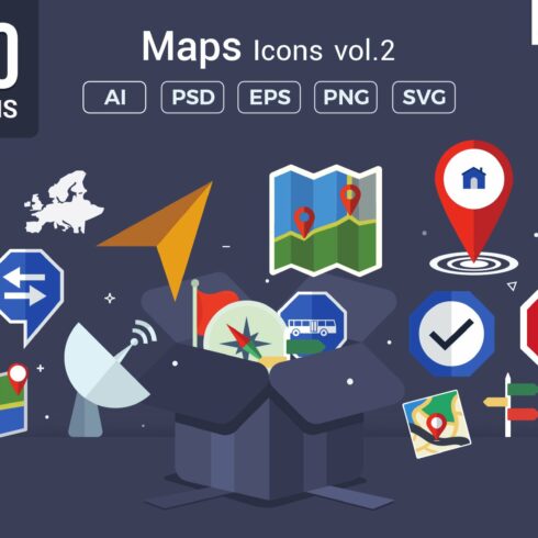 Maps / Navigation Vector Icons V2 cover image.