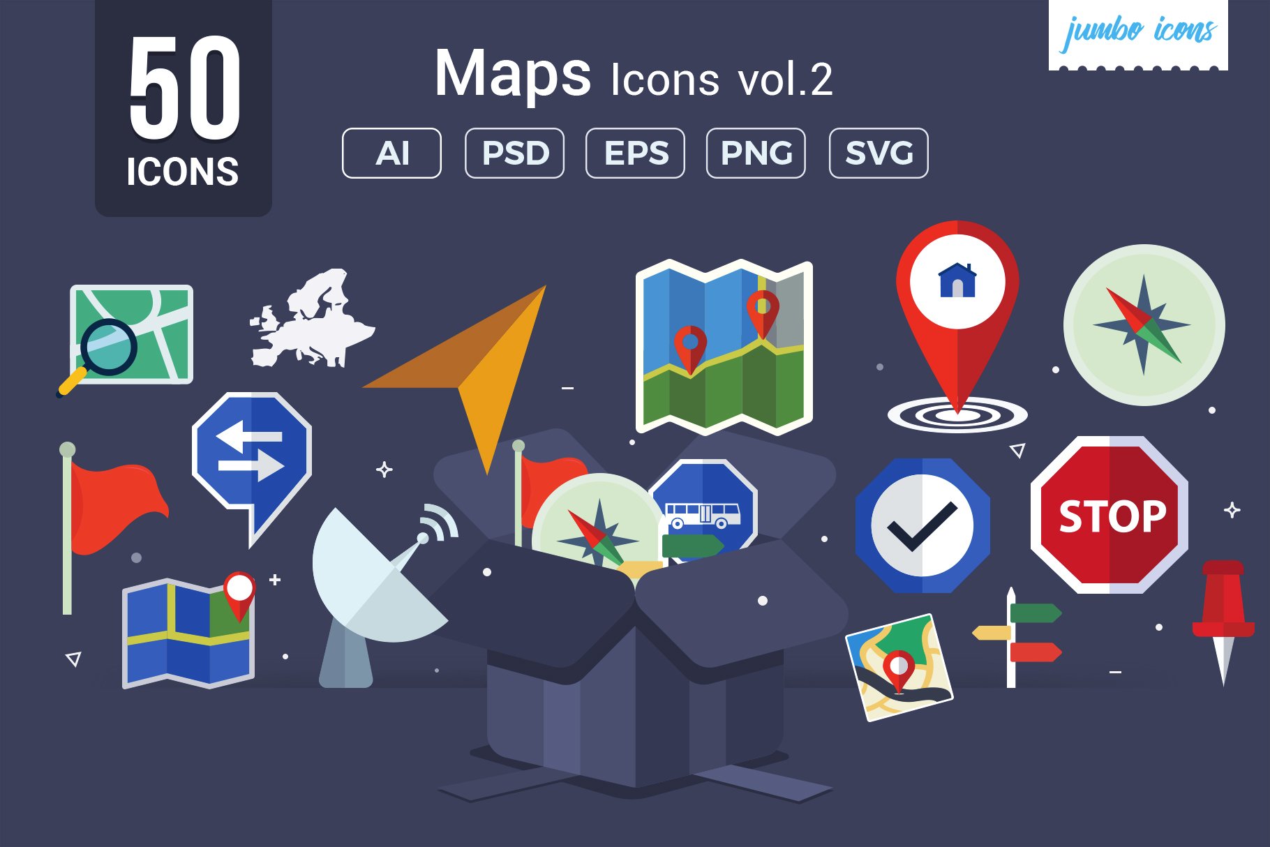 Maps / Navigation Vector Icons V2 cover image.