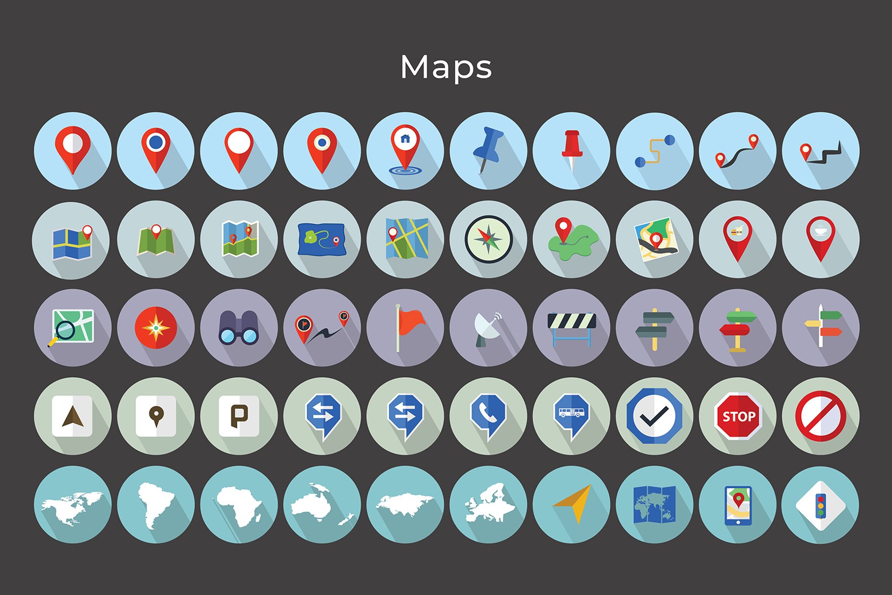 Maps Navigation Vector Icons V2 Masterbundles