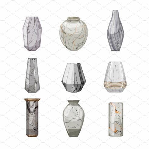 marble vase set cartoon vector cover image.
