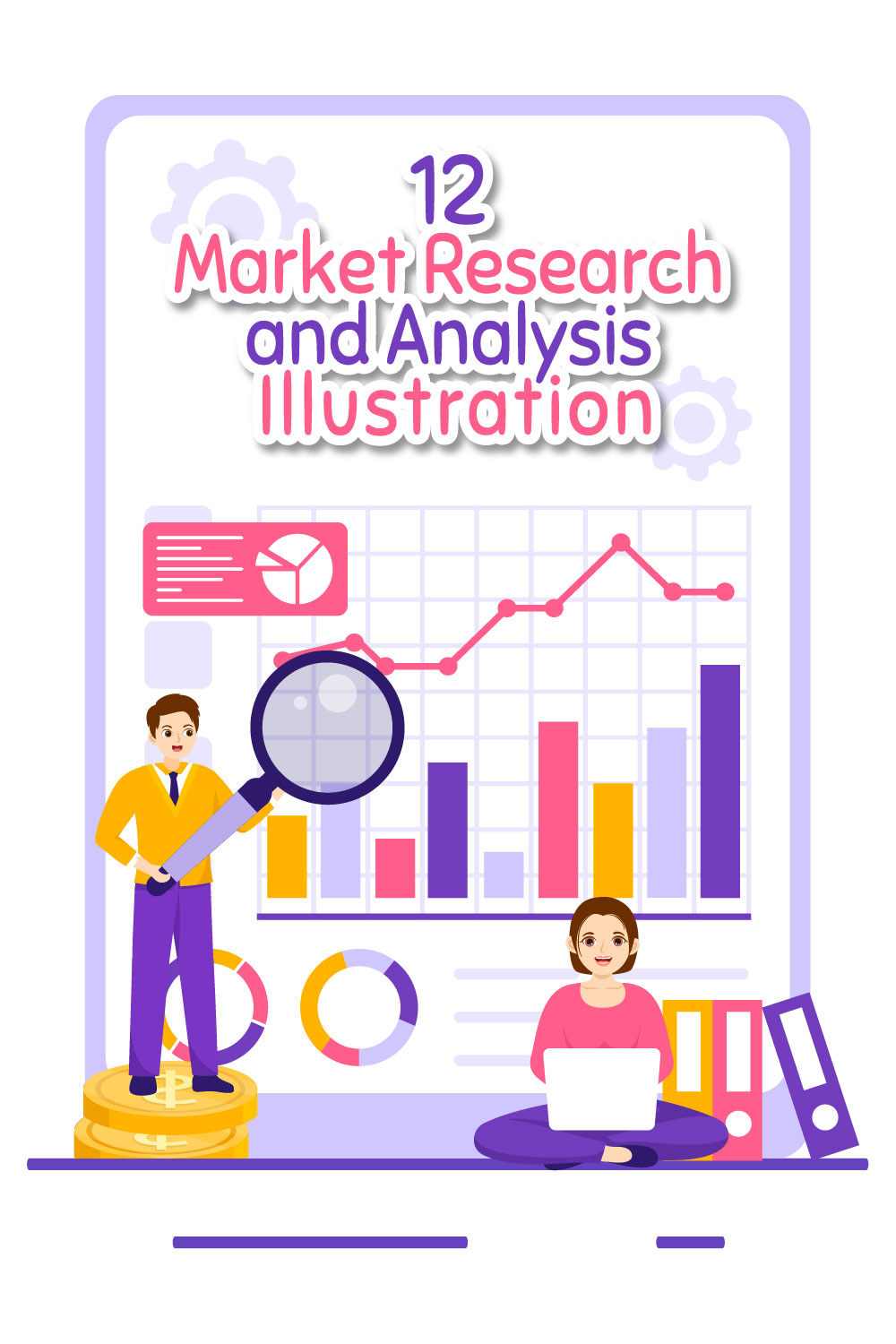 12 Market Research and Analysis Illustration pinterest preview image.