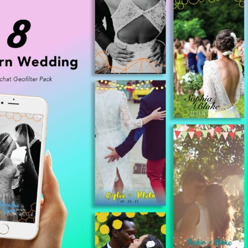 8 Modern Wedding Geofilters Pack cover image.