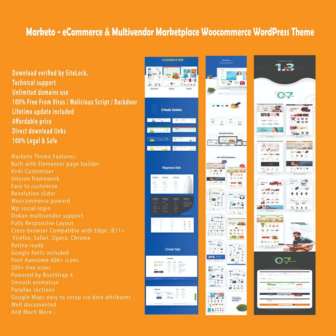 Marketo - eCommerce & Multivendor Marketplace Woo commerce WordPress Theme preview image.