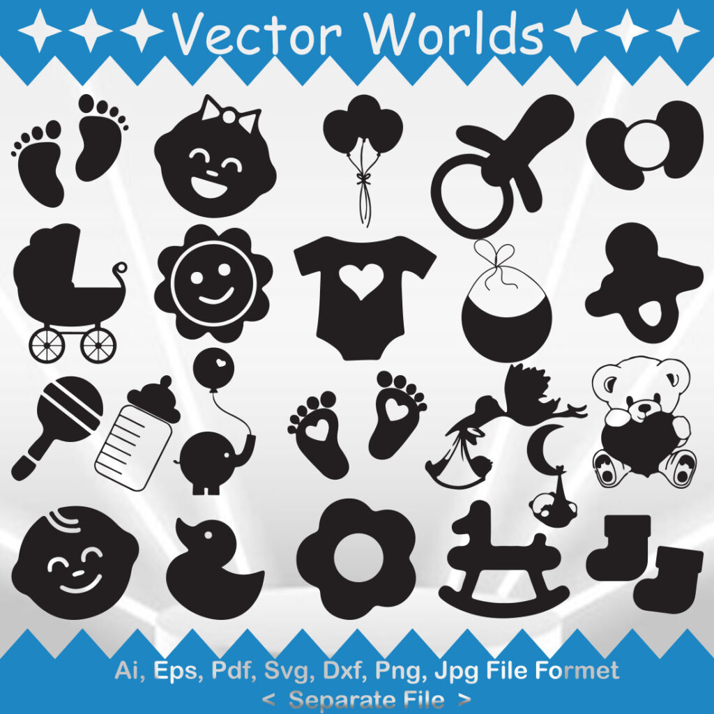 Vector Style Baby Baby Shower SVG Vector Design. - MasterBundles