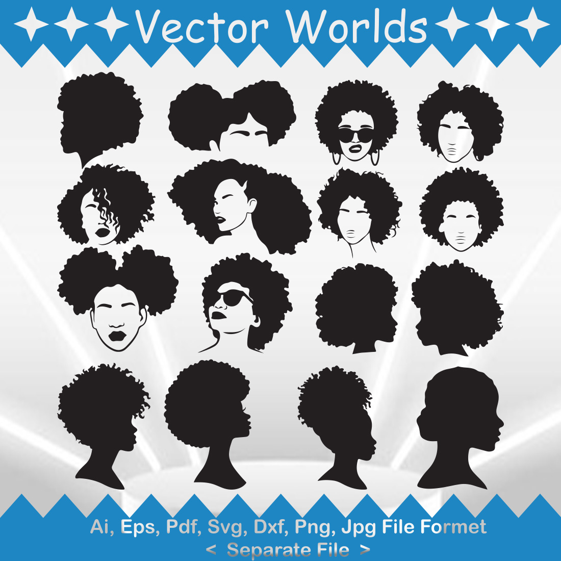Afro Woman SVG Vector Design preview image.