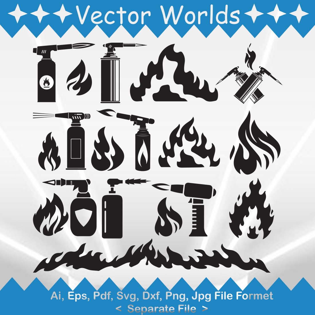 Blowtorch Flame SVG Vector Design cover image.