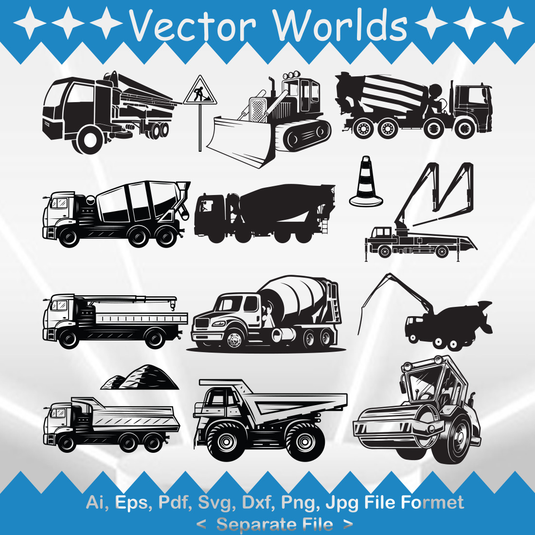Concrete Pump Truck SVG Vector Design preview image.