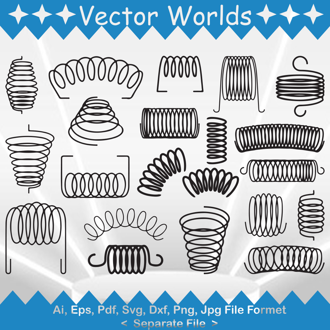 Coiled Spring SVG Vector Design preview image.