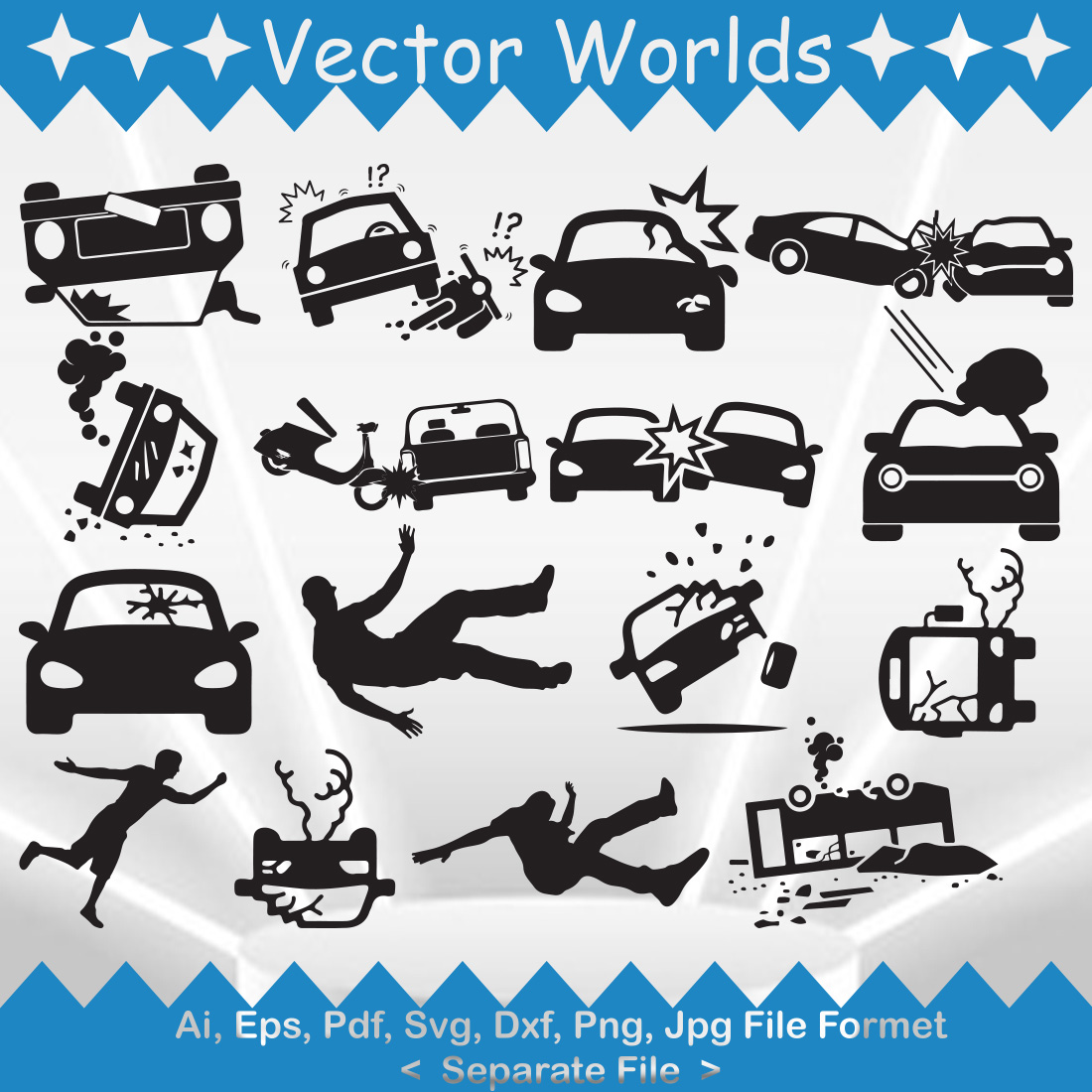 Car Accident SVG Vector Design preview image.