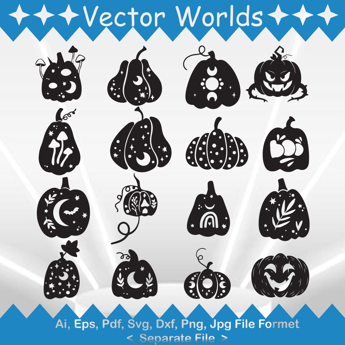 Celestial Pumpkin SVG Vector Design preview image.