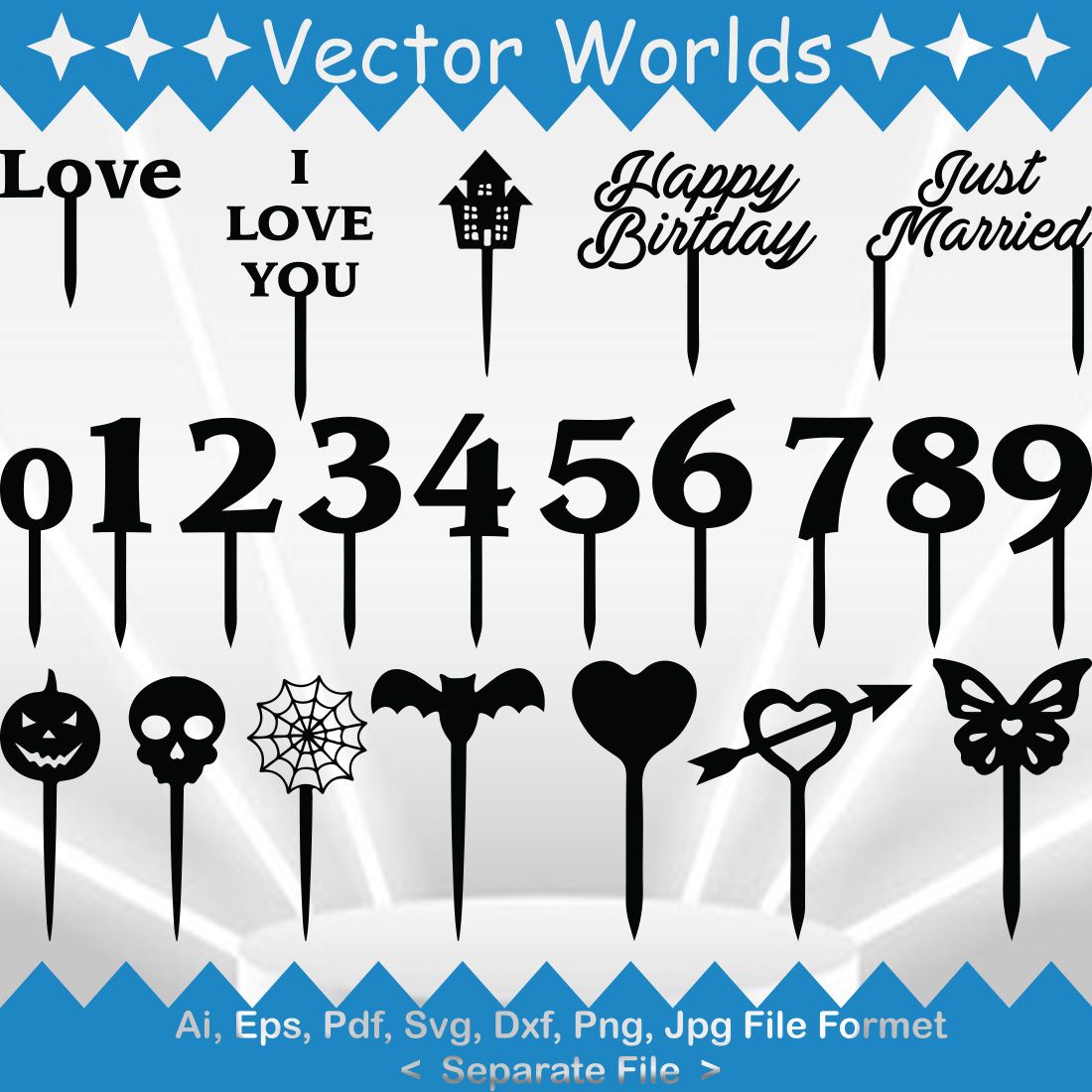 Cake Topper SVG Vector Design preview image.