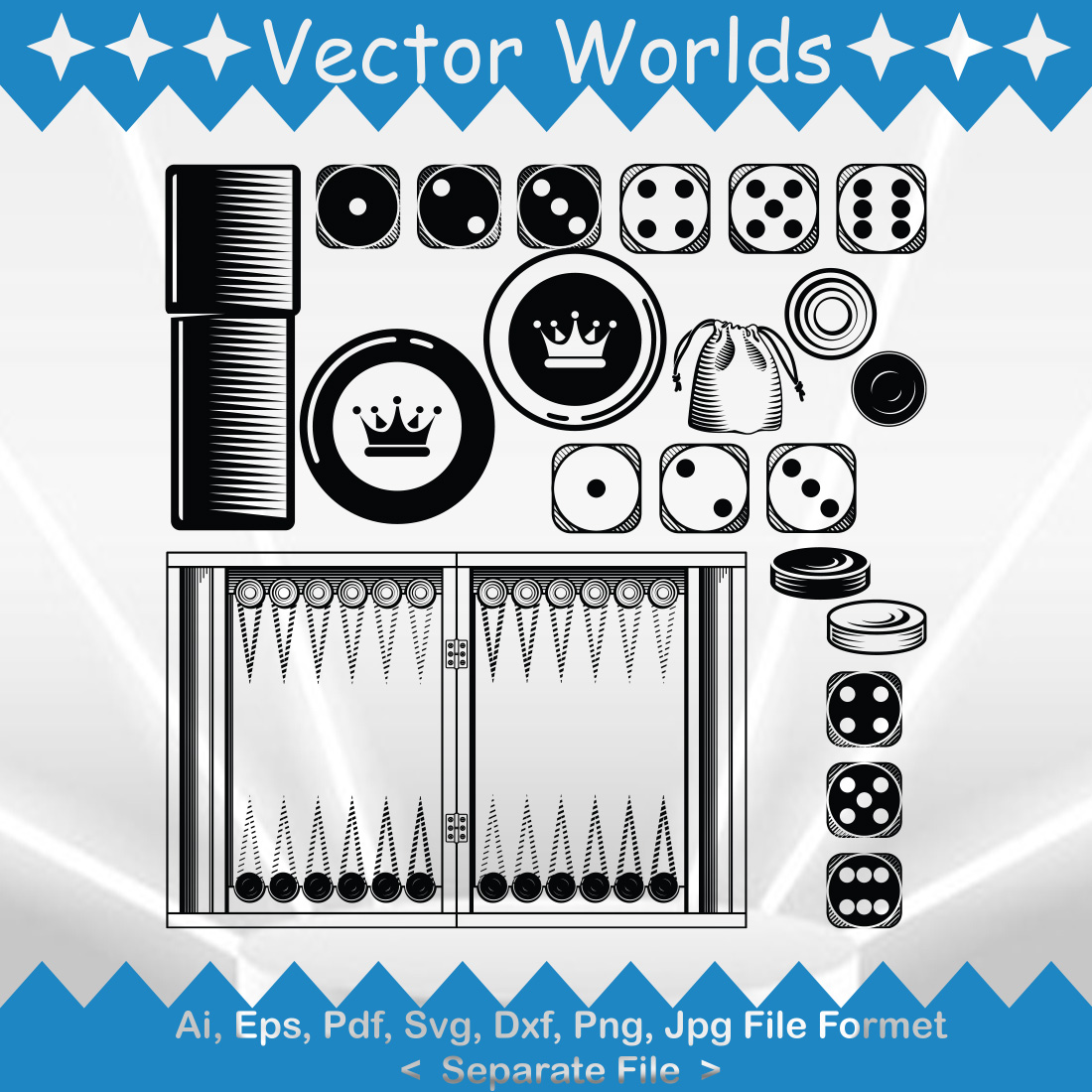 Backgammon SVG Vector Design preview image.