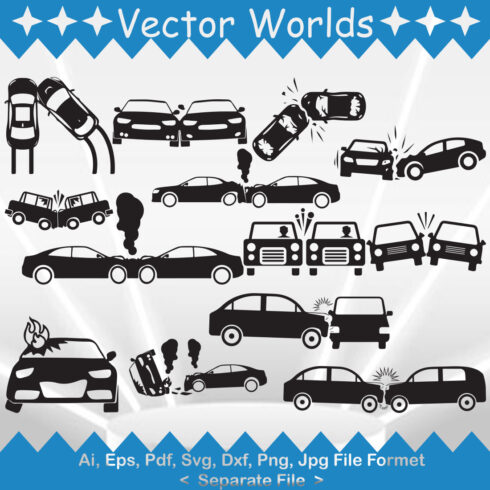 Accident two cars SVG Vector Design cover image.