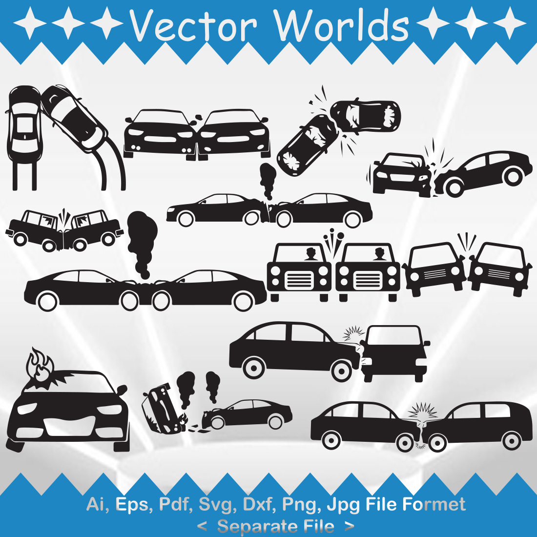 Accident two cars SVG Vector Design cover image.