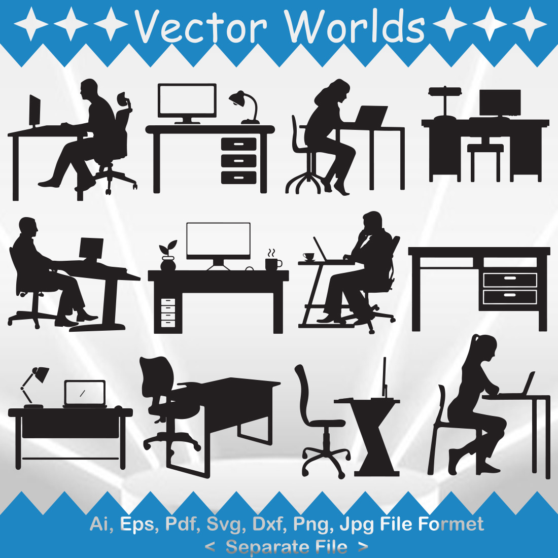 Computer Table SVG Vector Design preview image.