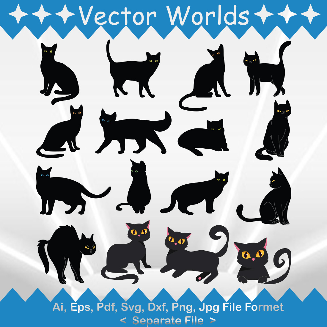 Black Cats SVG Vector Design preview image.