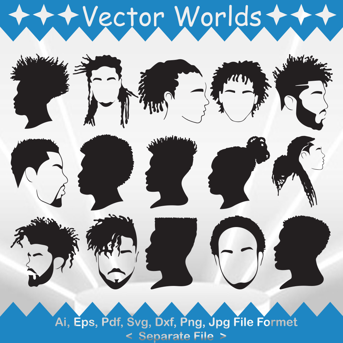 Afro Man SVG Vector Design preview image.