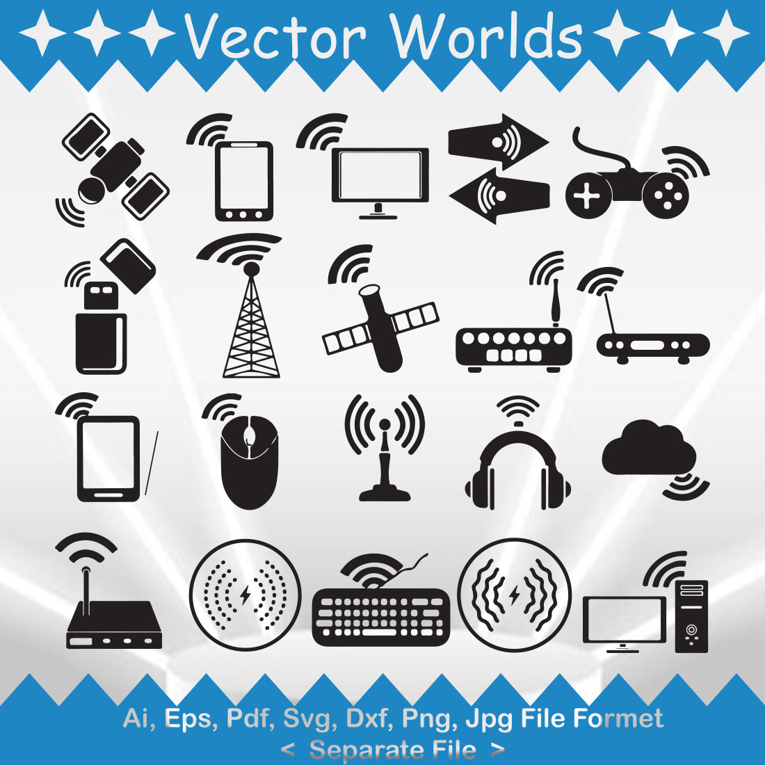 Black wireless SVG Vector Design preview image.