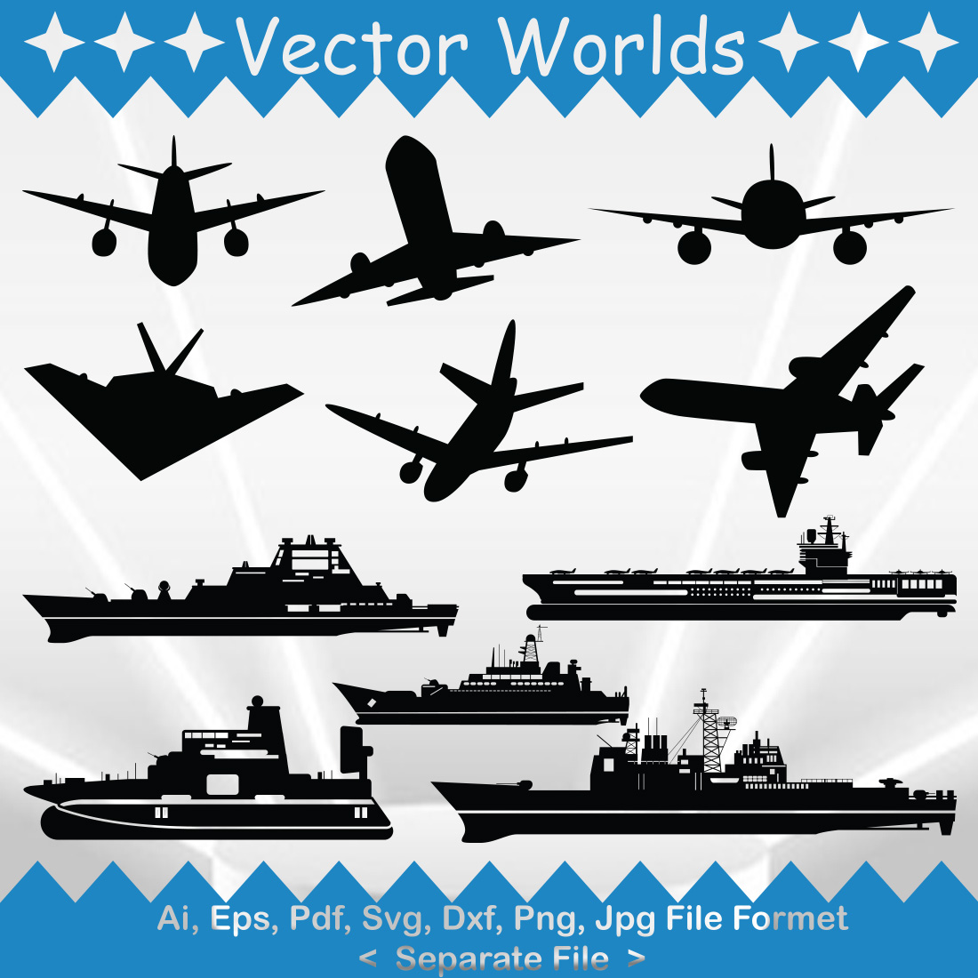 Aircraft Carrier SVG Vector Design preview image.