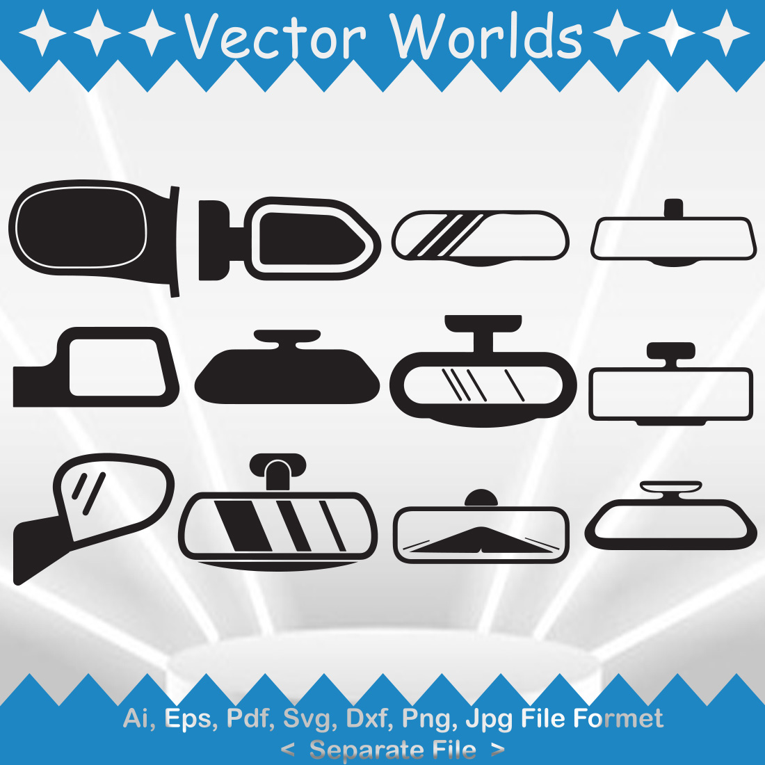 Car Mirror SVG Vector Design preview image.