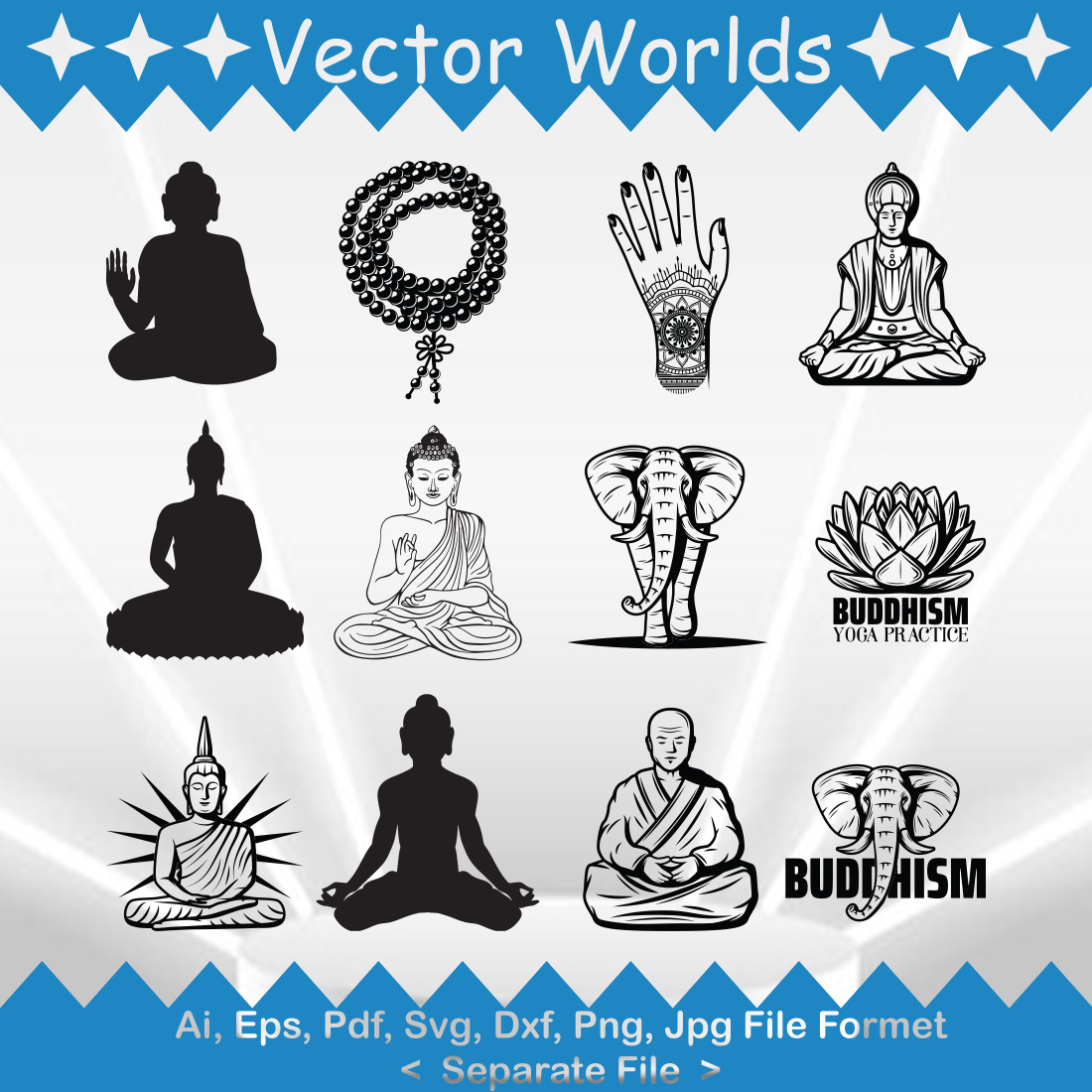 Buddha's Religion SVG Vector Design preview image.