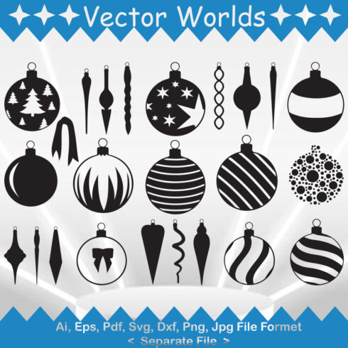 Christmas Decorations SVG Vector Design cover image.