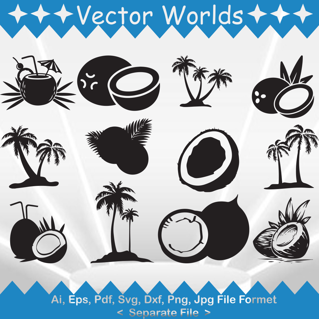 Coconut SVG Vector Design preview image.