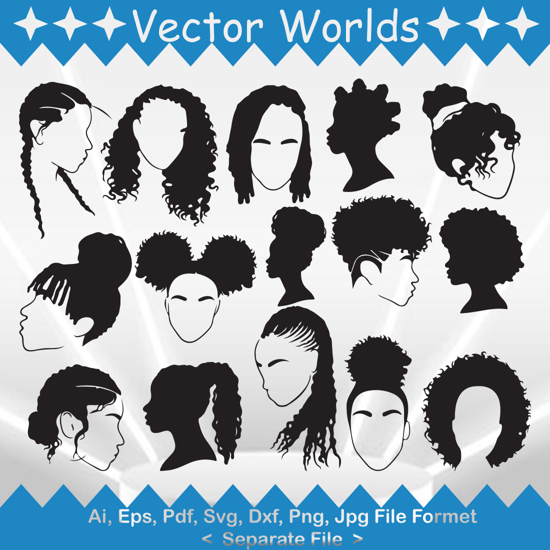 Afro Woman SVG Vector Design preview image.