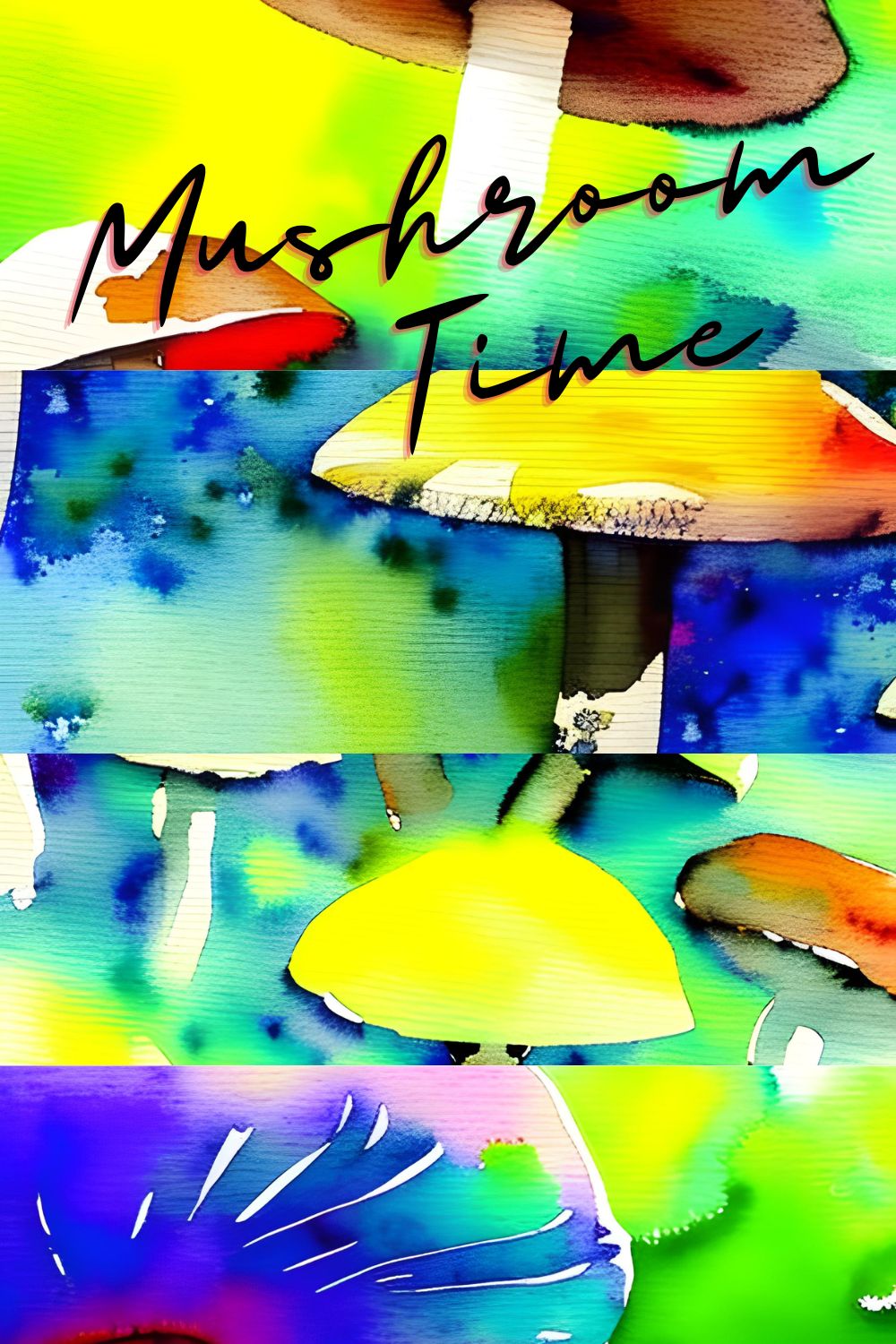 4 background images mushroom-style with watercolour look pinterest preview image.