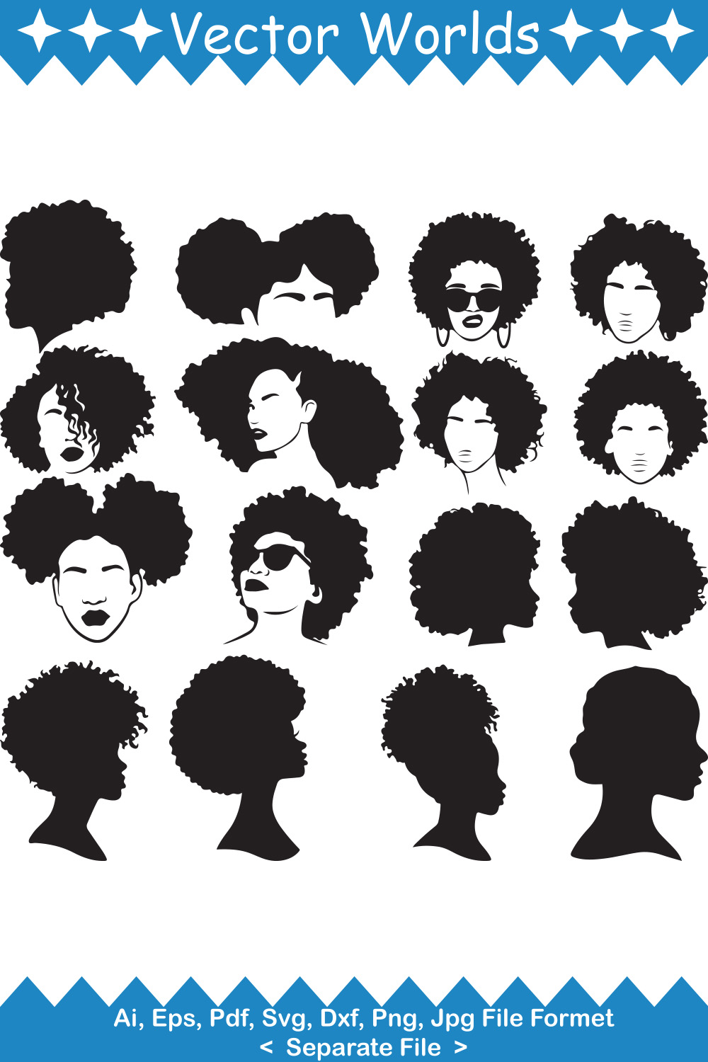 Afro Woman SVG Vector Design pinterest preview image.