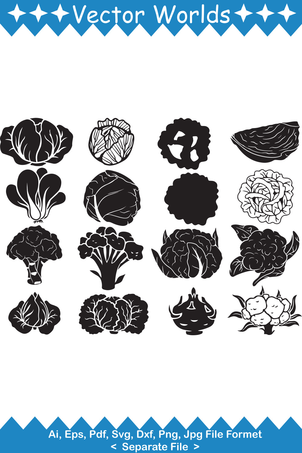 Cabbage SVG Vector Design pinterest preview image.