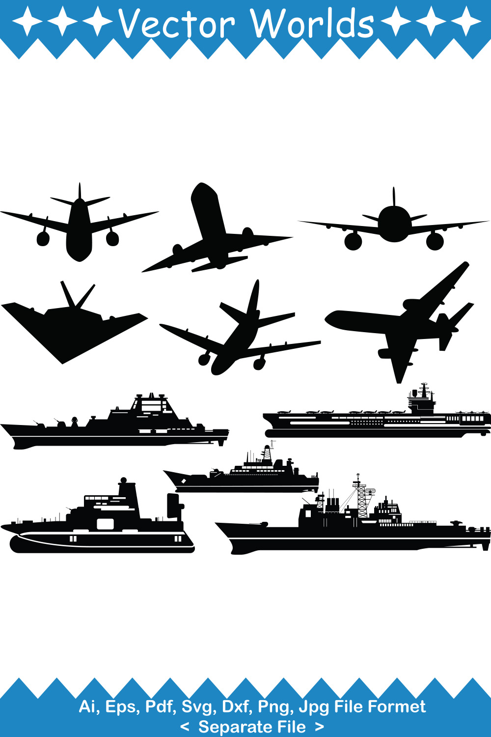 Aircraft Carrier SVG Vector Design pinterest preview image.