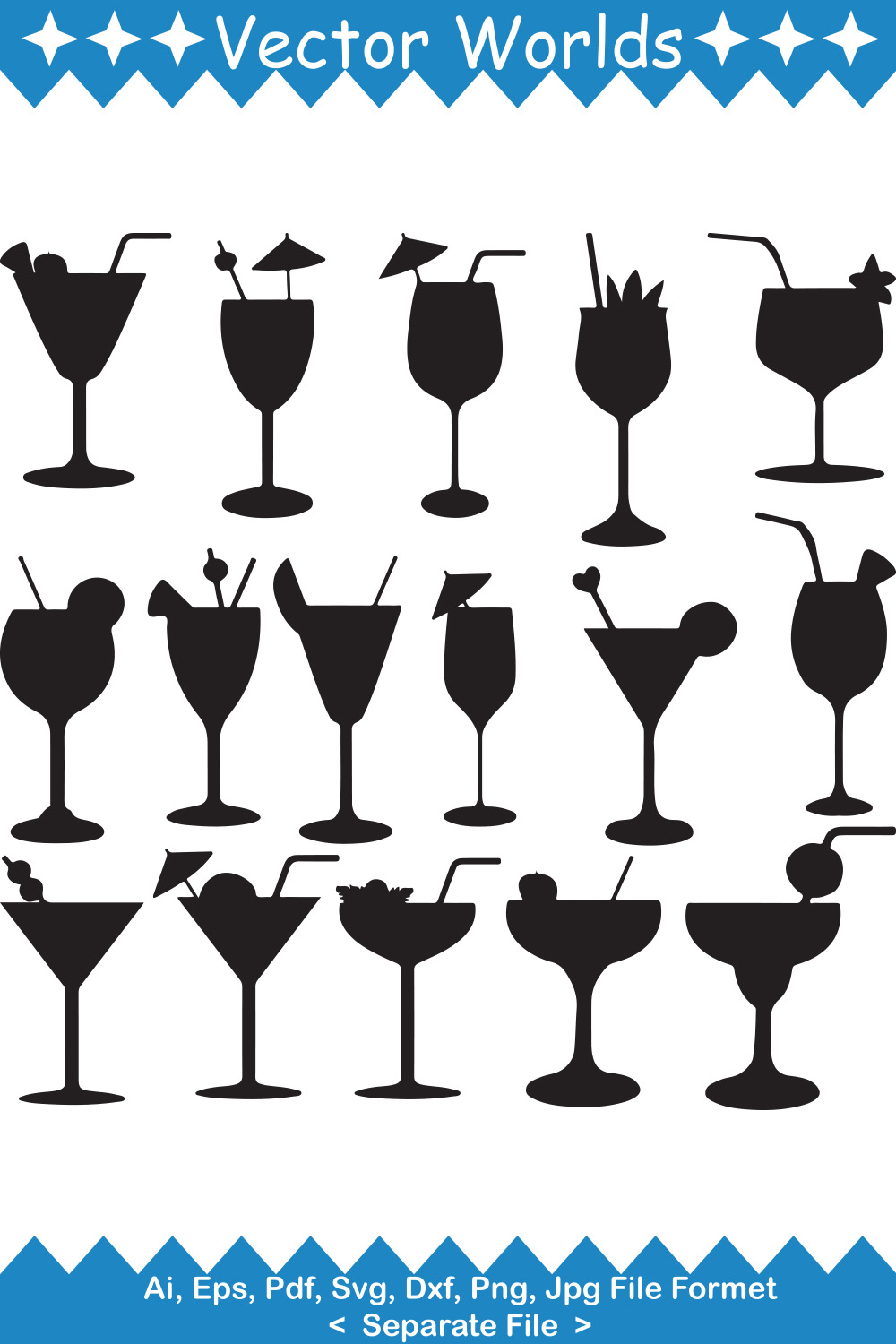 Cocktail SVG Vector Design pinterest preview image.