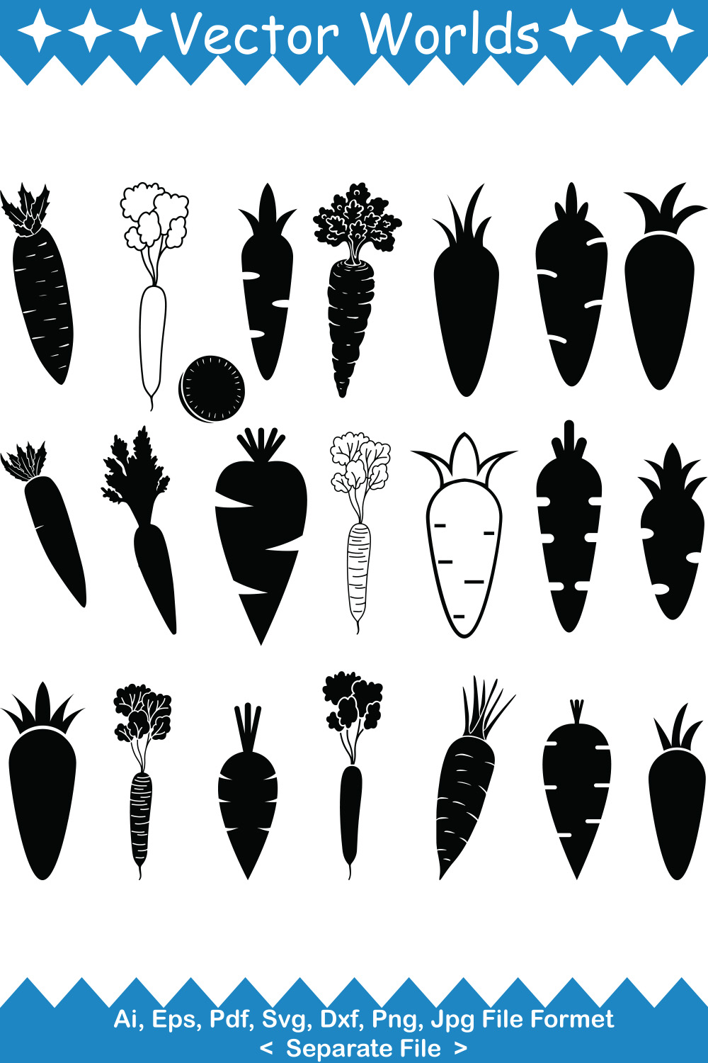 Carrot SVG Vector Design pinterest preview image.