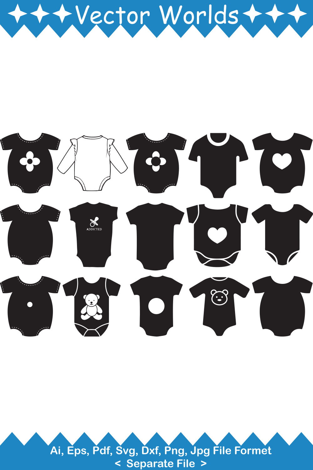 Baby Bodysuit SVG Vector Design pinterest preview image.