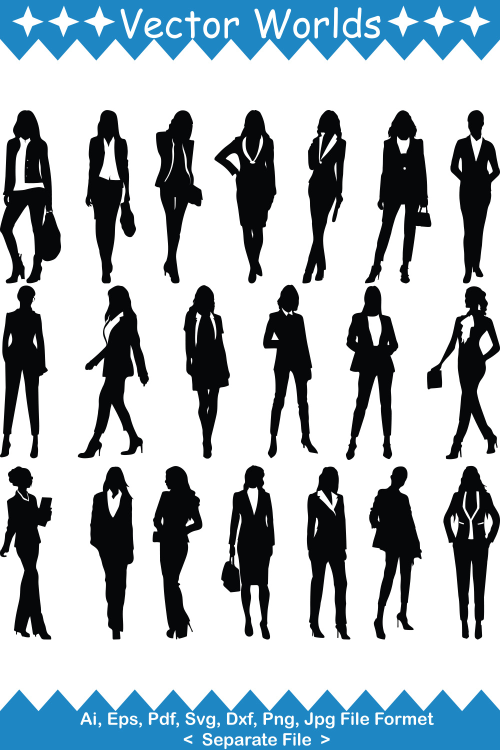 Business Woman SVG Vector Design pinterest preview image.