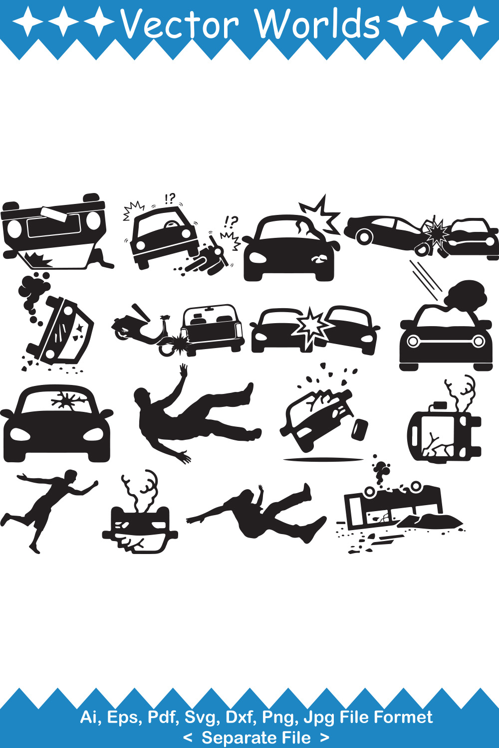 Car Accident SVG Vector Design pinterest preview image.