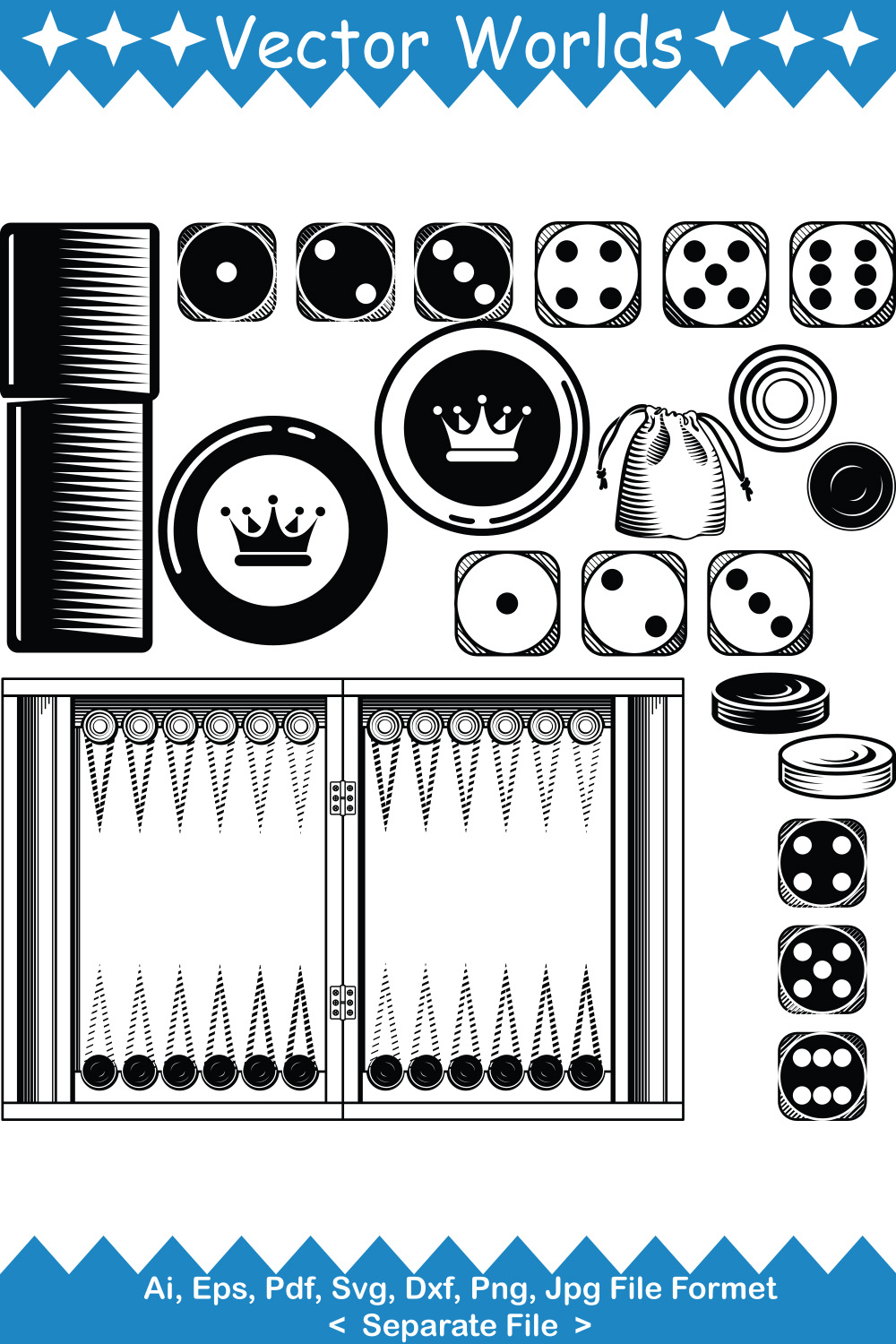 Backgammon SVG Vector Design pinterest preview image.