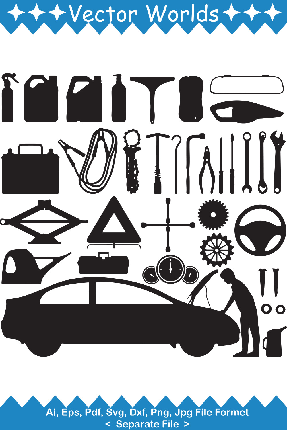 Car Repair Tool SVG Vector Design pinterest preview image.